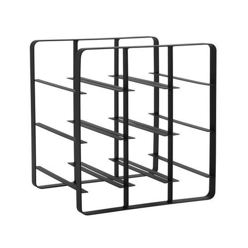 Range Bouteilles - 9 Cases - Métal Filaire - Noir