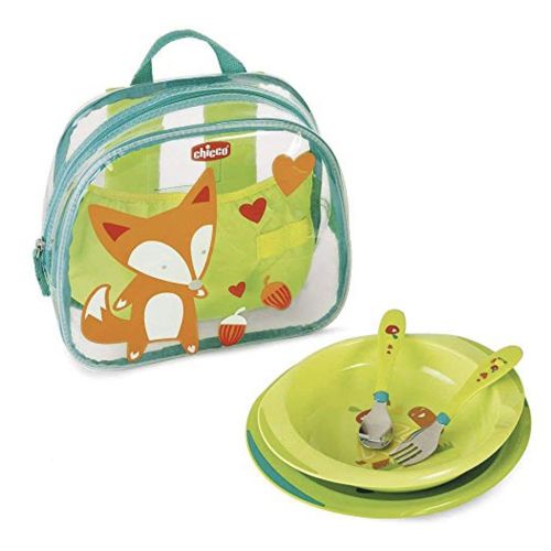 Chicco Sac À Dos Repas Ensemble Assiettes + Premiers Couverts En Inox 1 Unité