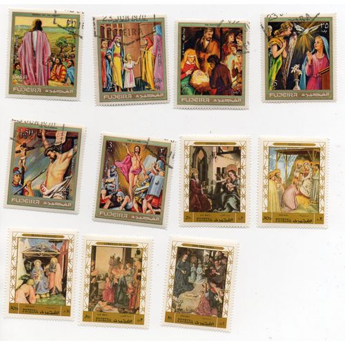 Fujeira- Lot De 11 Timbres Oblitérés- Tableaux Divers