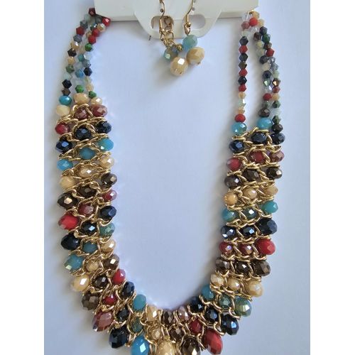 Ensemble Collier Et Ses Boucles D'oreilles Assortis//Multicolore