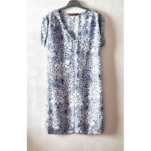 Robe Comptoir Des Cotonniers Taille 34 Tons Bleu Et Blanc Soie