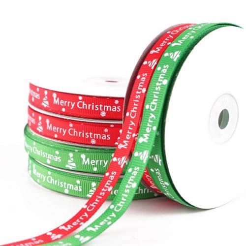 Ruban Joyeux Noël De 22m 10mm Ruban Imprimé En Gros-Grain Rouge Vert Artisanat D'art De Noël Ruban Élastique Accessoires De Fête