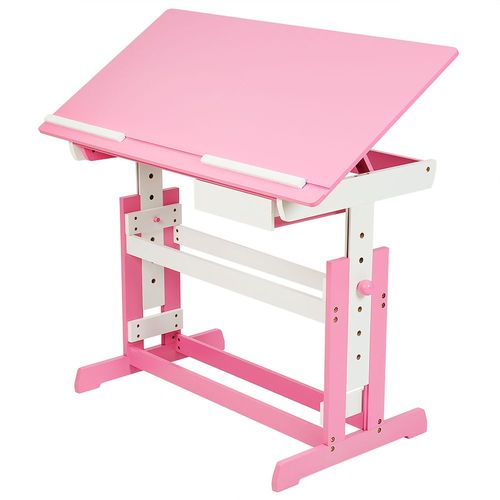 Bureau Enfant, Réglable En Hauteur Et Inclinable - Rose Vif