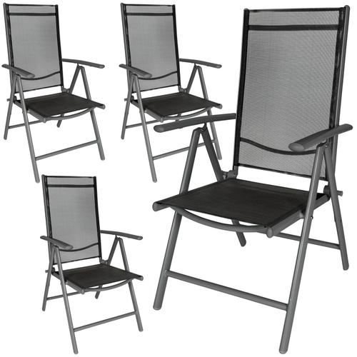 Lot De 4 Chaises De Jardin Pliantes - Noir/Anthracite