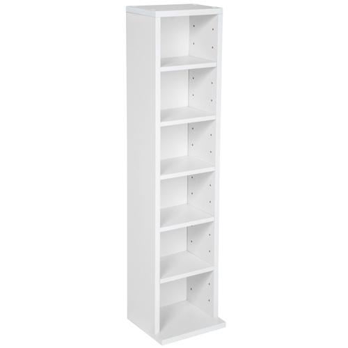 Étagère Colonne Meuble De Rangement 6 Compartiments 90x21x20cm - Blanc