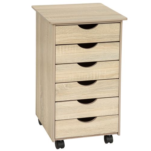 Caisson De Bureau À Roulettes En Bois 65x36x40cm - Marron Chêne Clair