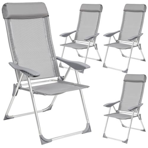 Tectake Lot De 4 Chaises De Jardin Avec Nuque Rembourr?E