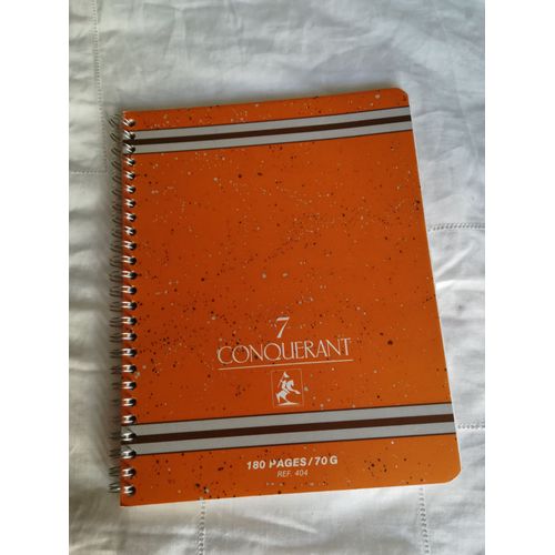 Cahier À Spirales Petits Carreaux Orange 180 Pages -70 G - Fabriqué En France Réf 404- 17,5 X 21,5 Cm