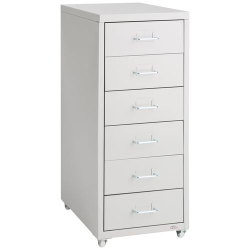 Caisson De Bureau Roulant En Métal 41x28x69cm - Gris Clair