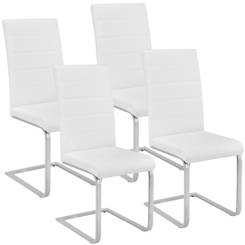 4 Chaises De Salle À Manger Bettina Rembourrées Pieds En Métal Argentés Design Moderne - Blanc