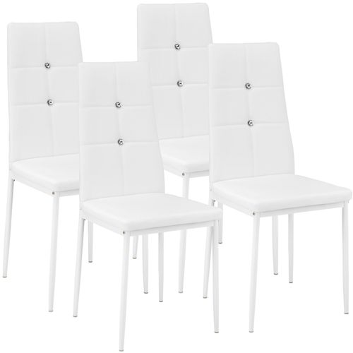 Lot De 4 Chaises Avec Strass - Blanc