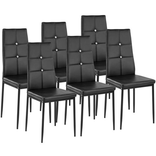 Lot De 6 Chaises Avec Strass - Noir