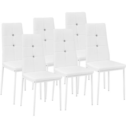 Lot De 6 Chaises Avec Strass - Blanc