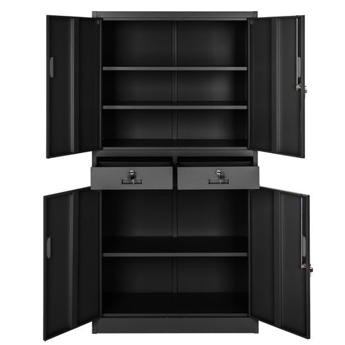 Armoire Métallique De Classement Avec 2 Tiroirs - Noir