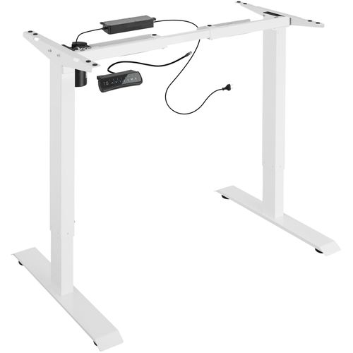 Bureau Assis Debout Pied De Bureau Réglable En Hauteur Électrique 85-129x65x71-121cm - Blanc