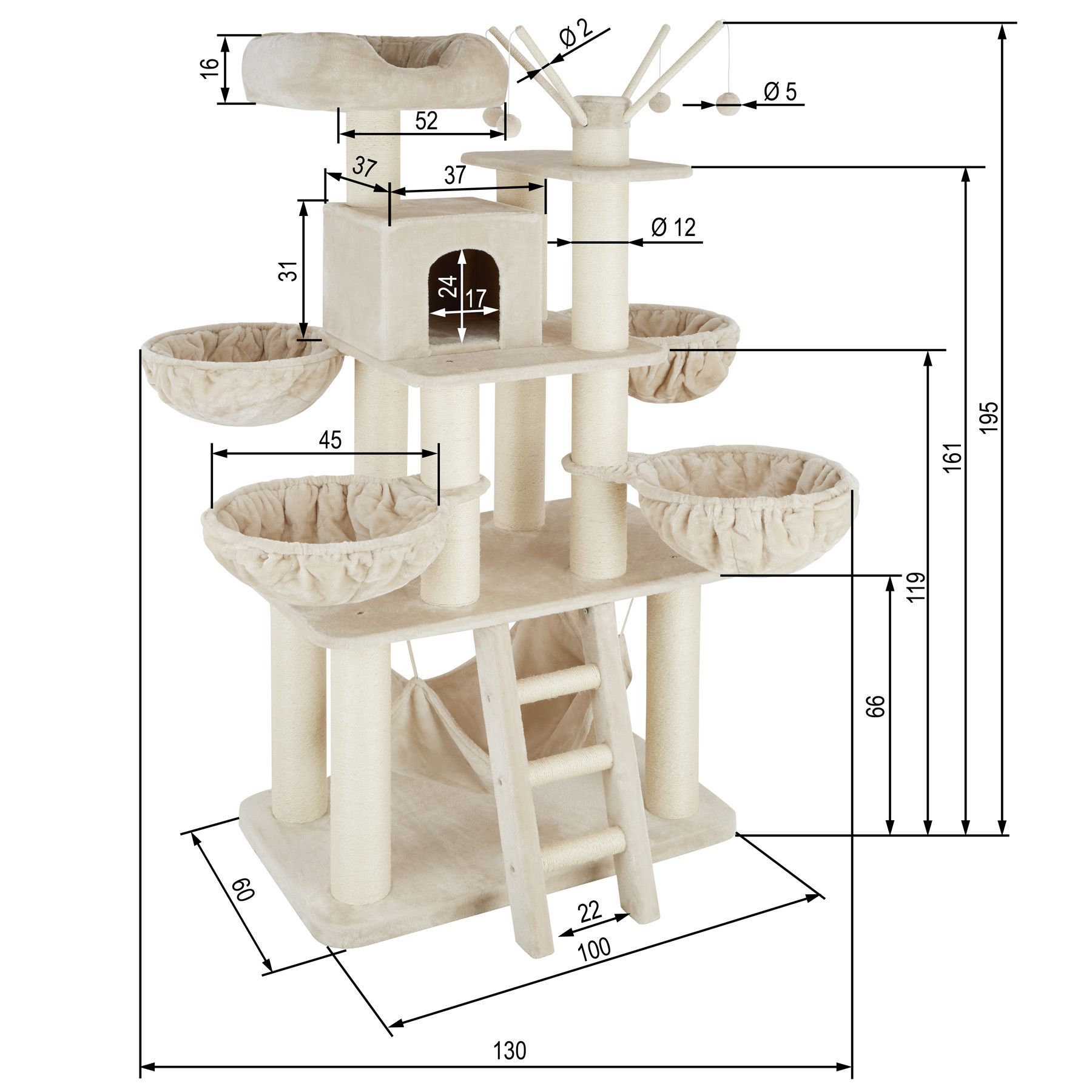 Arbre A Chat Gismo 195 Cm Beige Blanc Rakuten