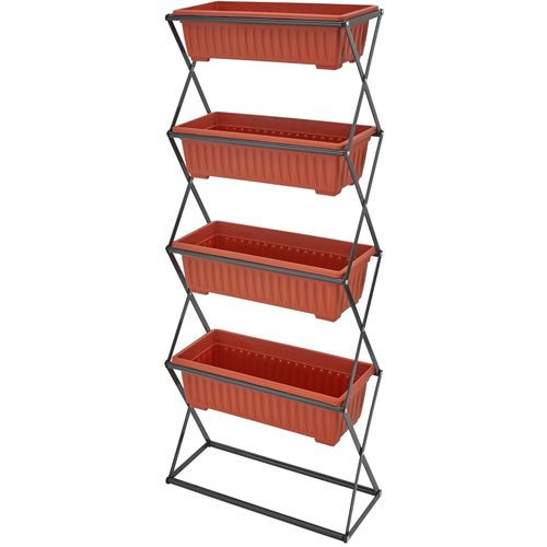 Tectake Jardinière Verticale Avec 4 Bacs À Fleurs