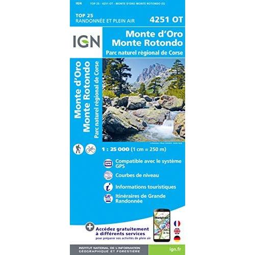 Monte D'oro Mont Rotondo Parc Naturel Régional De Corse 1 : 25 000