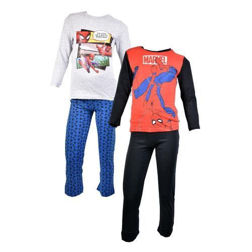 Pyjama Garçon Marvel Avengers Dc Comics Fantaisie En Coton Ultra Confort Spiderman 35173 Pack De 2 Pyjalong