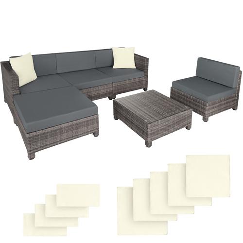 Salon Bas De Jardin Amy 5 Places Rembourrage De 10 De Cm Avec 2 Sets De Housses - Gris