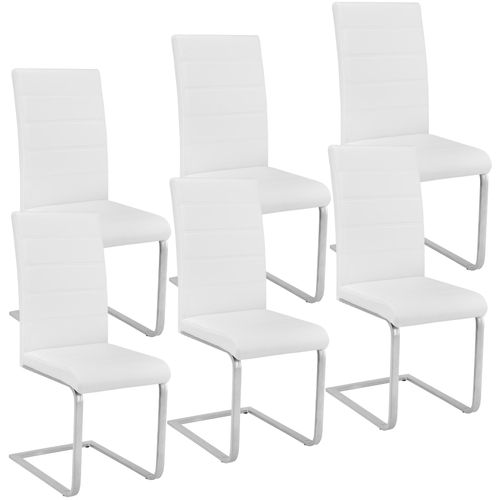 6 Chaises De Salle À Manger Bettina Rembourrées Pieds En Métal Argentés Design Moderne - Blanc