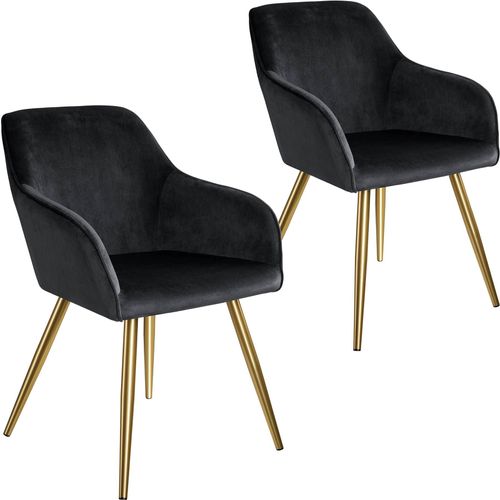 2 Chaises Marilyn Effet Velours Style Scandinave - Noir/Or