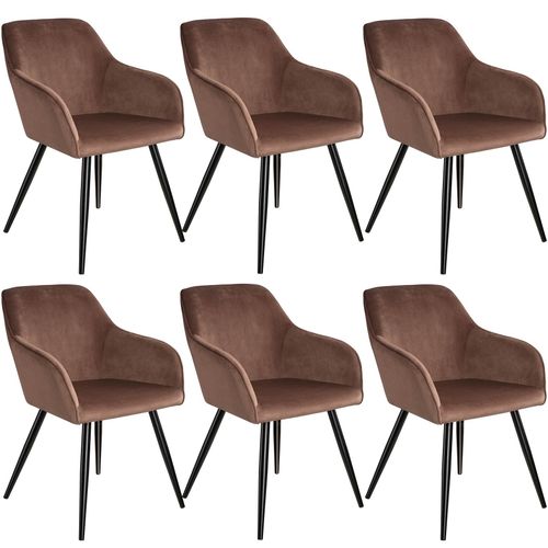 6 Chaises Marilyn Design En Velours Style Scandinave - Brun-Noir