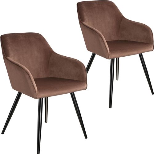 2 Chaises Marilyn Design En Velours Style Scandinave - Brun-Noir