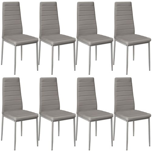 Lot De 8 Chaises Avec Surpiqûre - Gris