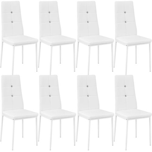 Lot De 8 Chaises Avec Strass - Blanc