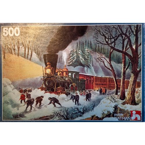 Puzzle Nathan 500 Pièces. Chemin De Fer Sous La Neige. Rare.