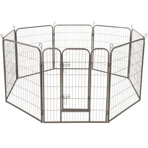 Tectake Parc Pour Chien Chiot Ext?Rieur Int?Rieur En Acier 233 Cm X 77 Cm Gris