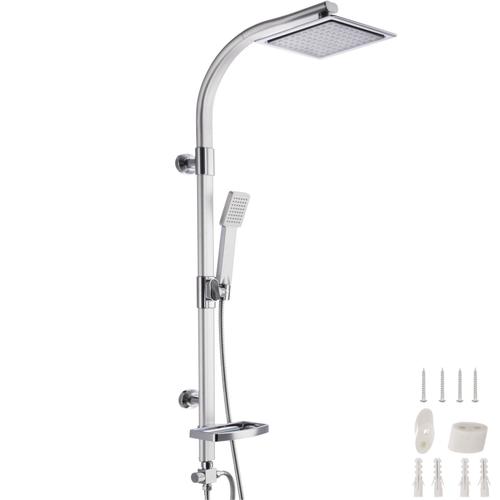 TECTAKE Colonne de Douche 2 en 1 Douchette Effet Pluie 49 cm x 20 cm x 110 cm en Alliage Aluminium