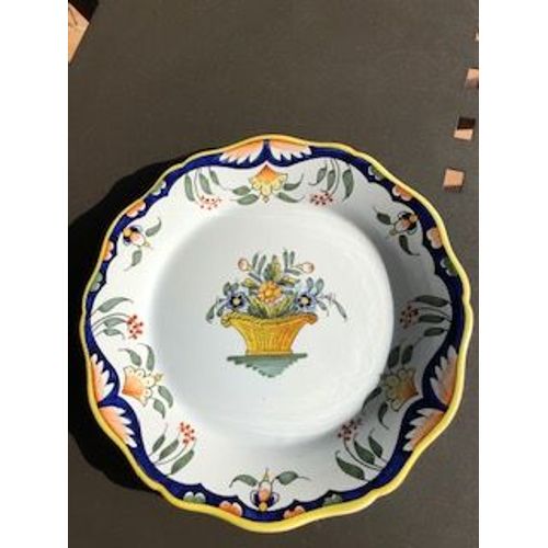 Belle Assiette Panier De Fleurs Émaux De Longwy