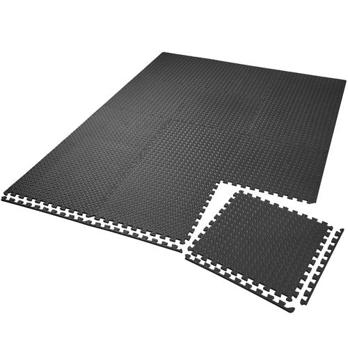 TECTAKE Tapis de Sol de Gym Sport avec 12 Dalles de Protection en Mousse 61  cm x 61 cm Noir