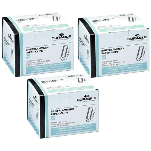 Durable Lot De 3 Attache-Lettres Cuivrés 32 Mm Bte 1000