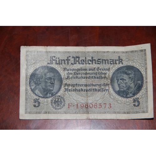 Billet Allemagne, 5 Reichsmark, 1940