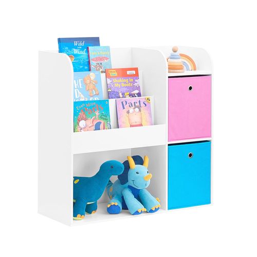 Sobuy Étagère De Rangement Pour Livres Et Jouets Enfant Bibliothèque Étagère À Livres Meuble De Rangement Multifonctionnel Avec 2 Paniers, 89x35x87 Cm, Kmb37-F