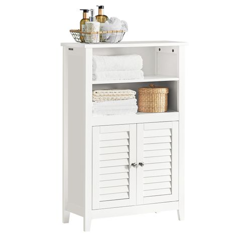 Sobuy® Bzr13-W Meuble Bas De Salle De Bain Armoire Toilette Armoire Salle De Bain Buffet Commode Armoire De Rangement - Blanc