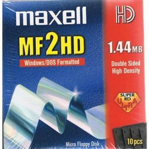 Boite de 10 disquettes 3 1/2" MF 2 HD 1.44MB MAXELL formatées