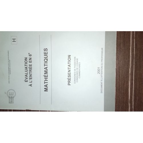 Evaluation À L'entrée En 6e Mathématiques 2001