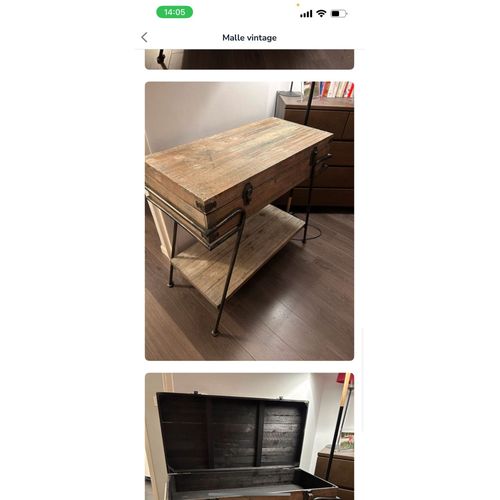 Malle Vintage Bois Et Fer Forgé
