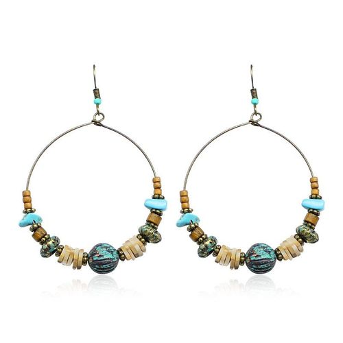 Boucles D'oreilles Rétro Grand Cercle Dangle Perles Colorées Résine Pierre Danglers Chakra Charme Boucle D'oreille Goutte Femmes Bijoux Eardrop