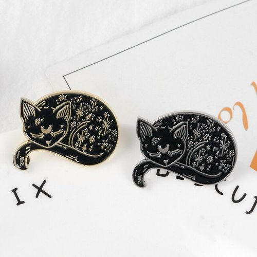 Broche En Argent Doré Pour Chats Endormis Motif Mystérieux Décoratif Lune Sur Mon Front Épinglettes Pour Enfants