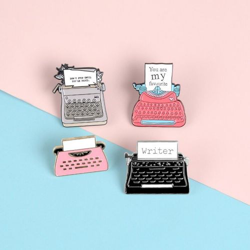 Broche Machine À Écrire Pour Enfants, Rose, Gris, Noir Et Blanc, Dessin Animé, Tu Es Mon Bijou Préféré, Badges Vintage, Épingles À Revers En Denim