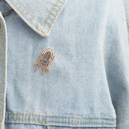 Broche En Métal Sur Les Accessoires Sac À Dos, En Émail Noir, Veste En Denim, Badge De Bijoux À La Mode