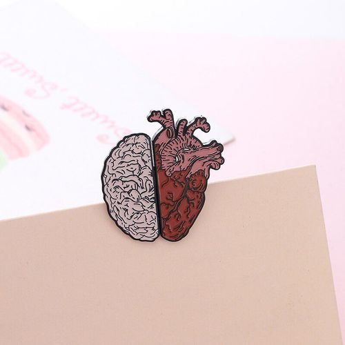 Demi Rouge Foncé Coeur Et Cerveau Fusion Broche Organes Physiologiques Broches Neutre Pour Hommes Femmes Creative Chic Broches Accessoires