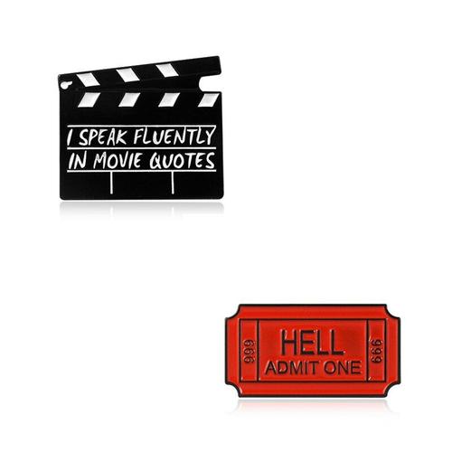 Personnalité Unique Film Noir Slating Clipper Grim Enfer Rouge Admettre Une 666 Broche Accessoires Broches Pour Les Fans De Cinéma Broches Carrées