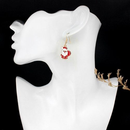 Ensemble De Bijoux Pour Femmes, Ensemble De Bagues, Collier, Boucles D'oreilles, Dessin Animé, Mignon, Père Noël, Barbe Blanche, Cadeaux De Noël