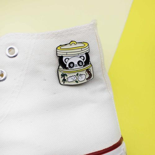 Pain Cuit À La Vapeur En Forme De Panda Cuit À La Vapeur En Peluche Chignon Émail Broche Mignon Animaux Vapeur Épinglette Unique Roman Sac À Dos Chemise Badge